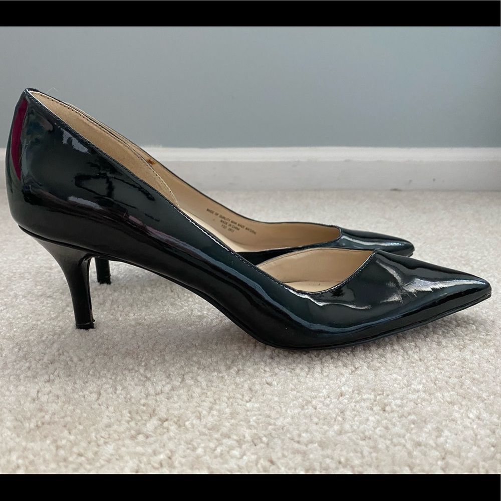 Nine West Black Patent Asymmetric Pumps 7.5